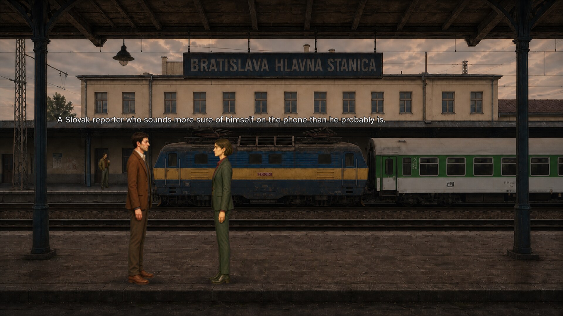 Marek and Eva talking on a platform at Bratislava main station